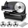 FOHERE 250W Affettatrice Elettrica da Casa, 3 Lame in Acciaio Inox con Diametro di 19 cm, Affettatrice Professionale, Spessore Regolabile 0-15mm Per Carne Formaggio Pane, Facile da Pulire