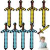 Ourdort 8 Pezzi Spade Gonfiabili Pixel,Spada Pixel Gonfiabile,Spada Giocattolo Gonfiabile,Spade Gonfiabili Il Gioco di Ruolo,Carnevale Spettacoli,Giocattolo Gonfiabili Halloween (Blu Giallo)