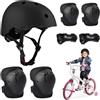 BNGXR Set di Casco Protezione Bambini, 5 in 1 Casco Bici Protezioni Set per 3-11 Anni Regolabile Polso Ginocchiere Protezione per Skateboard Hoverboard Pattini in Linea(Nero)
