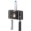Braozaiw Portaspazzolino da parete, dispenser per dentifricio, portaspazzolino elettrico, con 4 scomparti per spazzole, 2 tazze, senza fori (nero)