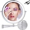 TUSHENGTU 960C10X - Specchio grande da trucco illuminato da parete, 3000 mAh, con ingrandimento 1X/10X, con luce, per bagno, specchio da barba (960C10X)