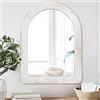 AAZZKANG Grande specchio da parete 65 x 45 cm, specchio rustico ad arco con cornice in legno, decorativo per camera da letto, bagno, vanità, decorazione da parete per la casa, bianco