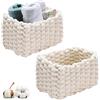 DBAATTZ Cestini Portaoggetti, 2 Pezzi Cestini Portaoggetti in Corda di Cotone Intrecciato, 19x15x12cm Cesto Portaoggetti Intrecciato, per Tavolo da Toilette, Bagno, Camera da letto(Bianco)