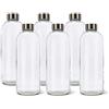 BrandPrint Bottiglie Vetro Acqua 1 Litro Eos - Set 6 Senza Stampe | Bottiglie in vetro trasparente senza serigrafia, lavabili in lavastoviglie. Tappo a vite colore argento.