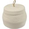 HMF Cesto portaoggetti rotondo per il bagno, con coperchio in cotone, altezza 25,5 x 19 cm, colore crema