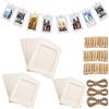 Perfect 4U Confezione da 30 cornici portafoto in carta da 10 x 15 cm, con clip in legno e corda da appendere, set di cornici per foto da 10 x 15 cm, decorazione da parete per la casa (bianco)