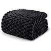 Exclusivo Mezcla Coperta Plaid Pile di Flanella per Divano, 220x240 CM Coperta Letto Matrimoniale con Elegante Jacquard, Morbida e Calda, Nero