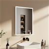 EMKE Specchio Bagno con Luce 50x70 cm, con Mensola, Specchio con Antiappannamento, Luce Bianca Fredda 6500K Dimmerabile, Touch, con Memoria,Specchio LED bagno,Facile da installare