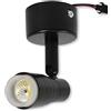 Vetrine in rete Vetrineinrete® Faretto proiettore led cob 3 watt con staffa orientabile applique da soffitto o parete scocca bianca o nera luce fredda 6500 k D54 (Nero)