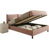 Web Convenienza Letto Matrimoniale con Contenitore - Rete Letto 160x195 cm - Made in Italy - Struttura in Fibra di Legno - Testata Imbottita Giroletto Coordinato - in Vari Colori (Rete e Box - Velluto Rosa Antico)