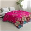 Hiseng Trapuntato Copriletto Primaverile Estivo, Mezza Stagione Trapunta Singolo, Copriletto Microfibra Trapunta, Goffrato Coperta per Matrimoniale (Mandala di rose,155x220cm)