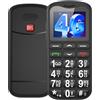 Ufferson T180 4G Telefono Cellulare per Anziani con Tasti Grandi | Volume alto | Funzione SOS丨Chiamata Rapida | 1.8 Display | Batteria da 1000 | Cavo USB C | tutti i vettori | Slot per Nano SIM |Nero