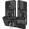 Yutwo Cover per Redmi Note 13 Pro 4G, Custodia Antiurto Scorrevole con Protezione Fotocamera e 360° Rotante Anello Supporto - Nero