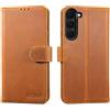 Lensun Custodia per Samsung Galaxy S23 Plus, Cover Vera Pelle [RFID Blocking] Libro Portafoglio Chiusura Magnetico Flip Custodie Cuoio Samsung S23 Plus/S23+ 5G - Marrone retrò