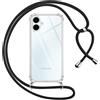 Pnakqil Cover per Samsung Galaxy A06 con Cordino, Trasparente Custodia con Laccio Tracolla Cellulare Girocollo Collana Protettiva per Samsung A06 6.7, Nero
