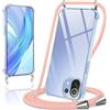 Coiwxmoi Cover per Xiaomi Mi 11 Lite 5G NE / 11 Lite 4G / 5G con Cordino 6,55,Trasparente Custodia con Laccio Tracolla Corda Catena Cinghia,Ultra Morbido Silicone TPU Antiurto Case, Oro Rosa