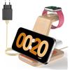 JoyGeek Caricabatterie wireless 3 in 1 pieghevole per i Phone 16/15/14/13/12/11/X, stazione di ricarica induttiva per iWatch 10/9/Ultra/SE/8/7/6/5/4, per Air Pods 4/2/3/Pro, Bamboo