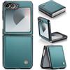 Rerzoiro Cover per Samsung Galaxy Z Flip 6 Custodia Premium Pelle PU Case, Leggera e Sottile Antigraffio, Antiurto, Anti-impronta Case per Samsung Galaxy Z Flip6, Blu-verde
