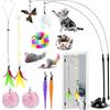 BAISHUWU Giocattoli per Gatti con Ventosa, 12pcs Gioco con Piume per Gatti, Giochi con Piume per Gatt i con Ventosa, Giocattolo da Appendere per Gatto, per Caccia Giocare e Casa Esercizio, per Gatto e Gattini