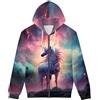 GLUDEAR Felpa con cappuccio unisex con stampa digitale 3D realistica e zip intera, Unicorno con illuminazione colorata, 5X-Large
