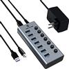 Tymyp Hub USB 3.0 con alimentatore di rete, hub USB a 7 porte, con interruttore on/off individuale e cavo lungo 1 m, per Surface, Chromebook, laptop, PC, HHD, SSD