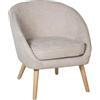 DRW Poltrona in Legno e Tessuto in Beige e Naturale 76 x 73 x 67 cm, Multicolore, Medidas: 76x73x67cm