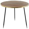 DRW Tavolino ausiliario in Legno con Bordo e Gambe in Metallo Naturale, Oro e Nero, 60 x 60 x 50 cm