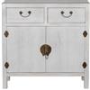 DRW Tavolo di ingresso asiatico con 2 cassetti e 2 ante in legno MDF bianco decape 80x30x81cm