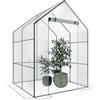 Arreditaly Serra A Casetta Orto Giardino Terrazzo Balcone Senza Ripiani Struttura Metallo Verniciato Telo Trasparente PVC Porta Avvolgibile Apertura A Cerniera Protezione Piante Giardinaggio 140 x 140 x 195 Cm