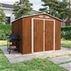 Parama Casetta Da Giardino In Acciaio Zincato 2,56x2,56xh2,16m, 6,55mq, Deposito Attrezzi con Tetto Spiovente, Porta Battente (Effetto Legno)
