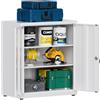 LVSTEEL Armadio Multifunzionale con Serratura, Armadietto 2 Ante, Armadio Ufficio, Dotato di 2 Ripiani Regolabili in Altezza, Bianco, 91.5×80×40 cm