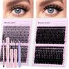 WENDY LASHES Kit Ciglia Extension Naturali D Curl Mixed 10-18mm Wispy Ciglia Finte Ciuffetti Cluster Lashes Kit with Lash Extensions Colla E Pinzette(KIT-30D/40D/60D/80D)