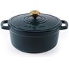 Salter Chester Casseruola in Ghisa - Verde, 24CM, Coperchio Autoimbastitore, Forno Olandese, Cucina da Piano a Forno, Adatta a Tutti i Tipi di Piano Cottura Inclusa l'Induzione, 3.4L, Senza PFAS