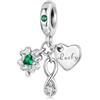 YOAME Ciondolo a forma di cuore dell'infinito in argento Sterling 925 con quadrifoglio per braccialetti Pandora