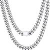 Bestyle Collana Uomo Acciaio a Catena Cubana Miami 9MM Robusta Grossa, Colore Argento Lunghezza 56CM, Stile Hip Hop Punk Confezione Regalo