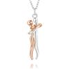 Qings Collana Abbraccio per Coppia in Argento Sterling 925 Collanas Pendente a Forma di Cuore Abbracciato Regalo di Compleanno o Anniversario per Lui, Lei e Mamma,Oro Rosa
