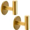 Vuzvuv Confezione da 2 ganci autoadesivi per asciugamani, resistenti, impermeabili, per appendere alla parete, per bagno, doccia, cucina, hotel, in acciaio inox SUS304, ottone spazzolato