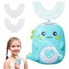 JOPWUE Spazzolino da denti elettrico a ultrasuoni a 360º, con 2 testine in silicone a forma di U, spazzolino automatico con LED e luce effetto dinosauro, per bambini dai 7 ai 12 anni, per bambini e bambine
