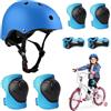 BNGXR Set di Casco Protezione Bambini, 5 in 1 Casco Bici Protezioni Set per 3-11 Anni Regolabile Polso Ginocchiere Protezione per Skateboard Hoverboard Pattini in Linea(Blu)