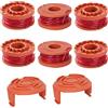 ERHUO Bobina per decespugliatore, 6 pezzi WA0010 bobina con 2 coperchi compatibile con decespugliatori Worx da 20 V, WG151, WG163E.1, WG163E.2, WG163E.3, WG163E.6, WG163E.9