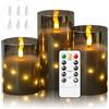 Cnulenzt Candele LED senza fiamma, alimentate a batteria con catena di luci a LED incorporata, con telecomando e timer, decorazione per la casa, set da 3