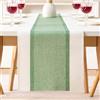 DecorMommt Runner da Tavolo Moderno Runner da Tavolo Verde Salvia e Beige Impermeabile in Cotone e Lino Tavola Moderno Stagionale Autunno Cucina Tovaglia Vintage Decorazione per Interni Vacanze Feste 33x183cm