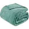 Exclusivo Mezcla Coperta Plaid Pile di Flanella per Divano, 220x240 CM Coperta Letto Matrimoniale con Modello a Foglie, Morbida e Calda, Verde grigiastro