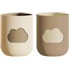 Mlysnd Tazze Spazzolino Denti, 2 Pezzi Bicchieri Bamboo Bicchiere Plastica Bambini Tazza per Collutorio da Viaggio Design Pattern di Nuvole per Bambini Tazza per Acqua, Caffè, Latte（Caffè beige）