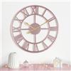 Lafocuse 40cm Orologio da Parete Grande, Oro Rosa Unico Silenzioso Metallo Numeri Romani Orologi con 2 Paia di Lancette, Moderno Decorativo Casa per Soggiorno Camera da Letto Ufficio Cucina