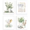 Dazzlewall Set di 4 Poster Murali Botanici per la Cucina, Stampa di Foglie di Eucalipto, Poster da parete di Piante Boho per la Decorazione della Sala da Pranzo della Cucina 20x25 cm Senza Cornice