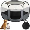 BIGWING Style Recinto per Cani da Interno, Pieghevole Recinto per Gatti Cani Cuccioli Piccoli Animali, Gabbia per Gatti da Esterno in Tessuto Oxford con Borsa per il Trasporto, per Viaggi Campeggio Bianco Sporco M