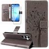 Dcjlbo Cover per Samsung Galaxy A17 4G/5G Custodia Cover in Pelle Portafoglio a Libro con Pellicola Vetro Temperato Porta Carte Cover Flip Case Antiurto Custodia-Grigio