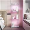 KSFASHZ Vetrina in Vetro con LED, Vetrine di Vetro 3 Ripiani 1 Porta, Vetrinetta in VetroVetrinetta Espositiva a Colonna Vetrina Soggiorno Trasparente Vetrinette Espositive inVetro, Bianco