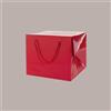LUCGEL Bag Box Porta Panettone Carta Rosso Lucido con Cordino 24,5+24,5x20 cm 10 pezzi